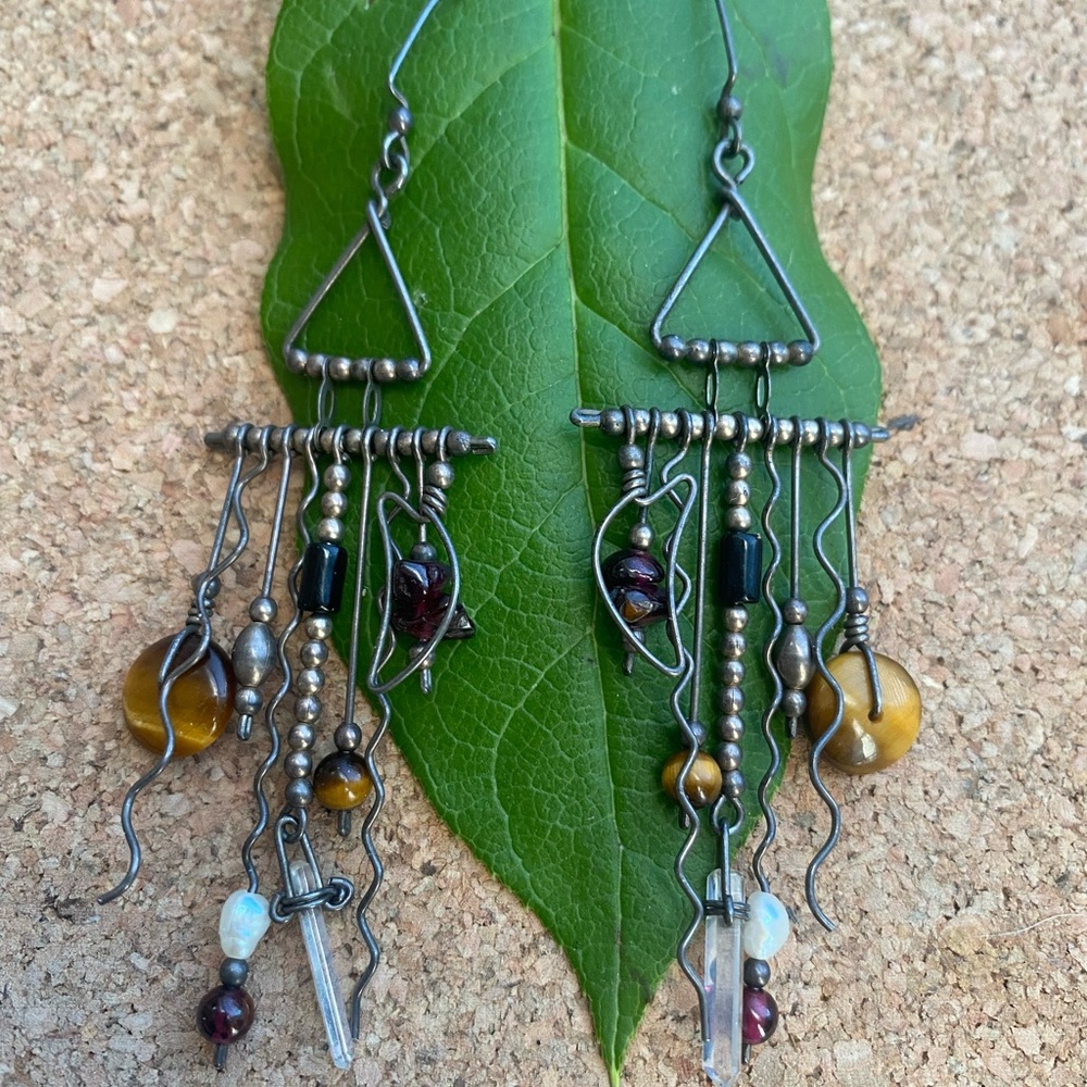 Artisan tigers eye earrings French hook dangling flirty BOHO chic jewelr… - Picture 3 of 5